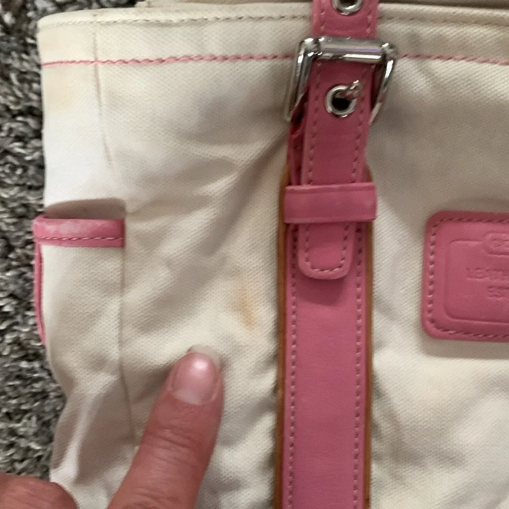 Vtg Coach Canvas cream with pink leather